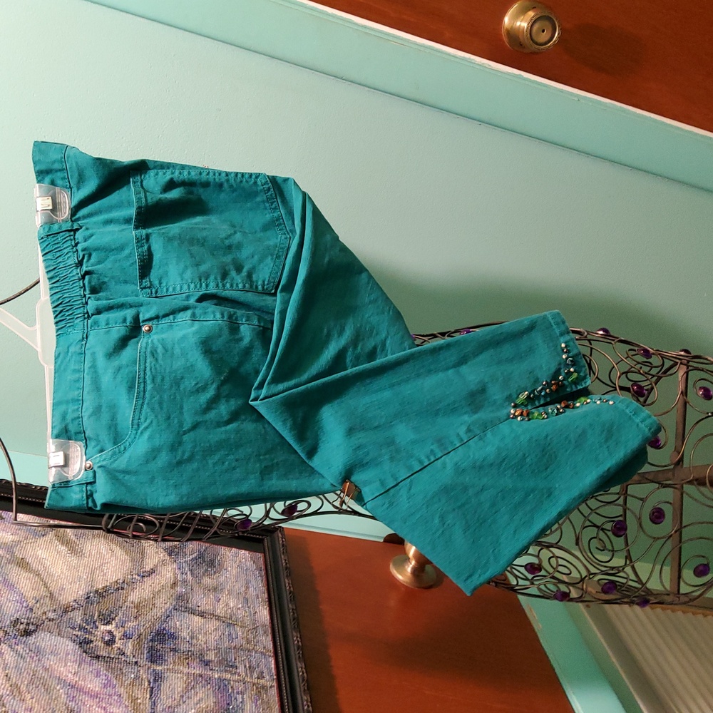 Hand Beaded Gemstone Jeans